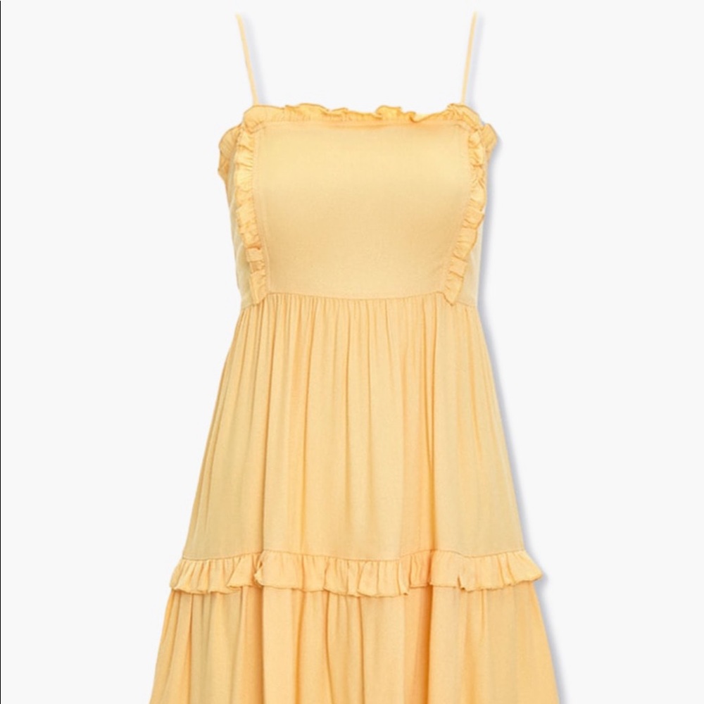 Yellow pastel colored Mini Dress with ruffles,small